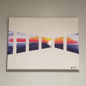 Sunset through windows