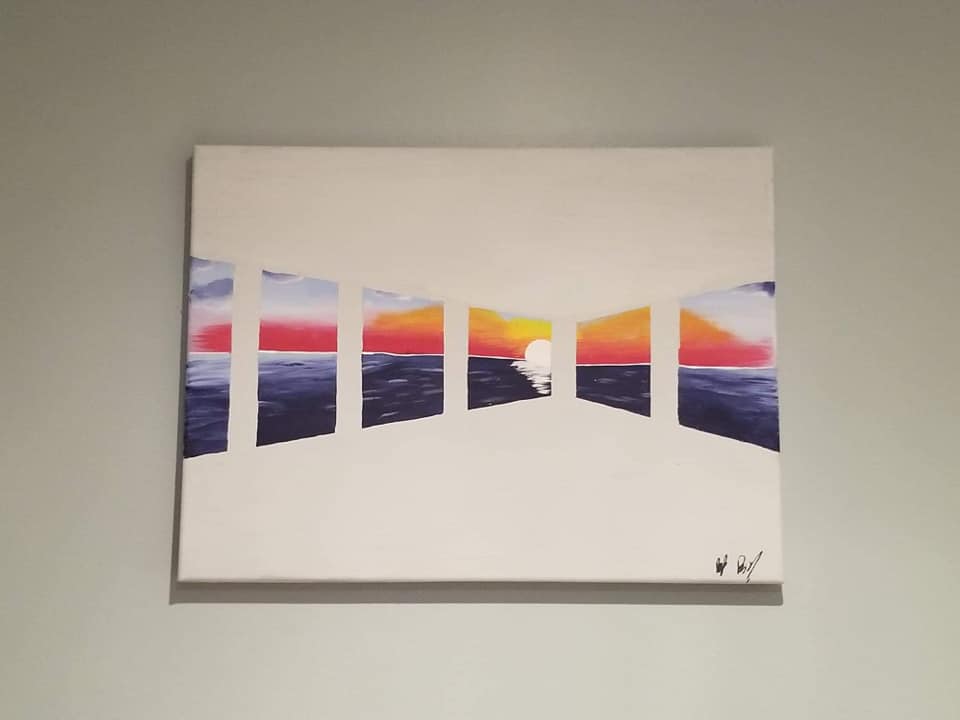 Sunset through windows
