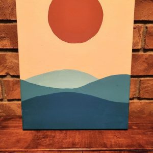 Painting of sun and water waves